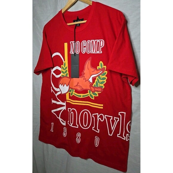 AKOO "No Comp Norvls 1980" Racing Red Graphic T-Shirt Men's Size XL, NWT - Picture 2 of 10